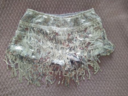 Rave Hotpants Shorts - silber mit Pailetten / Gr. XS
