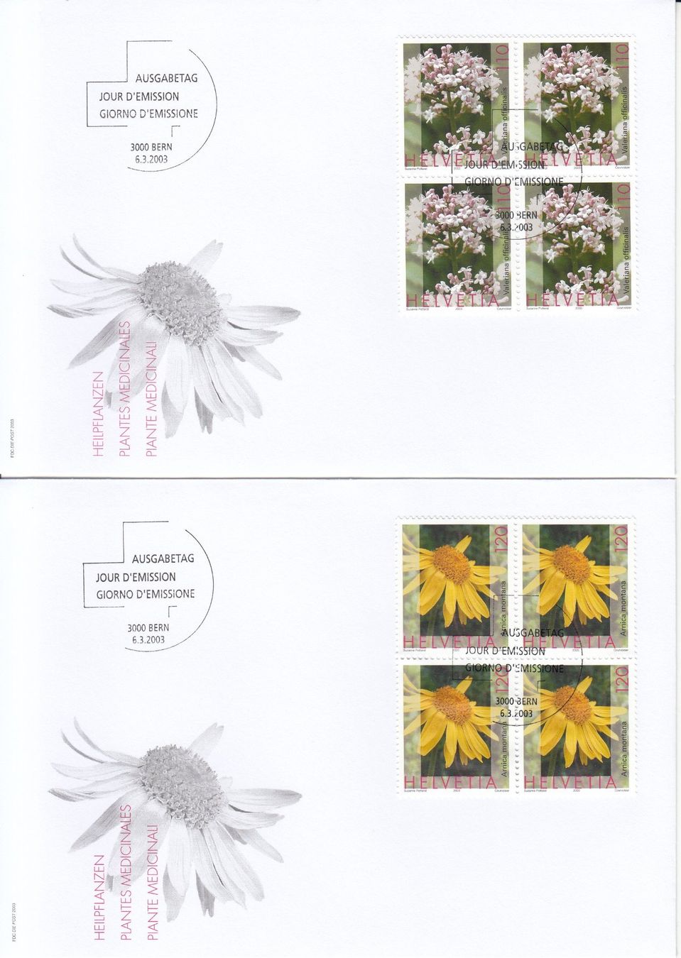 Tutti i francobolli: SBK 1073 - 1079 im 4er-Block FDC – Usato da Bürglen TG venduto da StampGraf 2