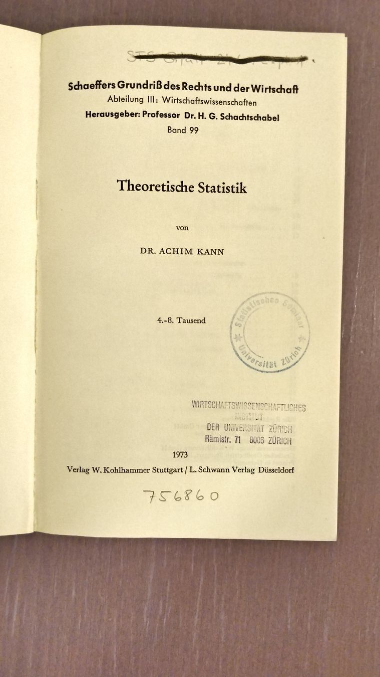 Bücher: Theoretische Statistik – Gebraucht aus Flawil von rcnkr 1