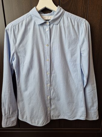 Klassische Marc O'Polo Bluse, hellblau mit Pünktchen, Gr. 34