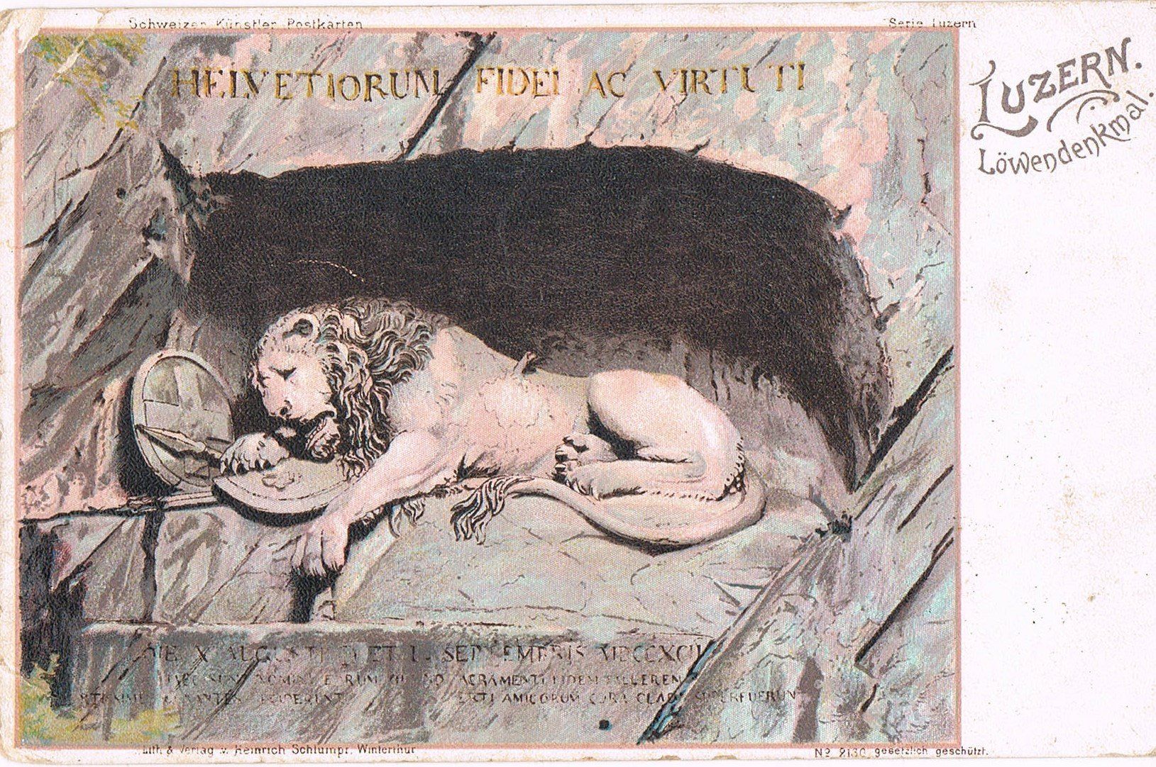 Cartoline postali: Löwendenkmal LUZERN, Litho – Usato da Buchs AG venduto da Baerfisch