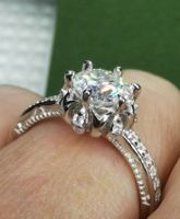 Bague argent avec diamant de moissanite de 1 ct certifié GRA