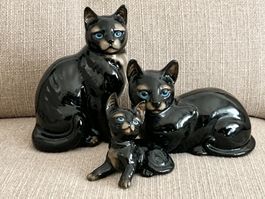 3 Keramik Siam Katzen aus den 50er Jahren