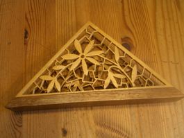 Vintage Briefständer Dreieck Holz Handarbeit–Laubsägearbeit