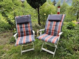 2x Campingstuhl Klappstuhl mit Liegekissen
