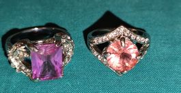 2 Modeschmuck Ringe Grosse Grössen! Zirkonia!