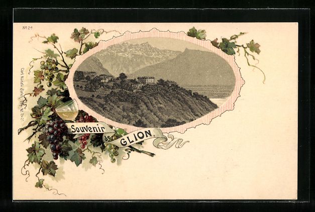 Cartes postales: Lithographie Glion, Ortspartie – D'occasion à Berlin par bartko-reher