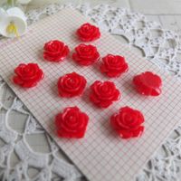 10 Applique Rose 1,5cm rot rouge flatback Applikation Charm