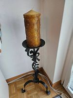 Kerzenständer 70cm schmiedeiserne mit Kerze 28cm ca. 50J