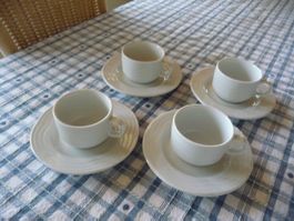 4er Set Expresso Tassen mit Teller, Langenthaler Geschirr