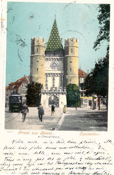 Cartoline postali: Basel - Spalentor Farblitho + 1899 – Usato da Emmenbrücke venduto da teestube