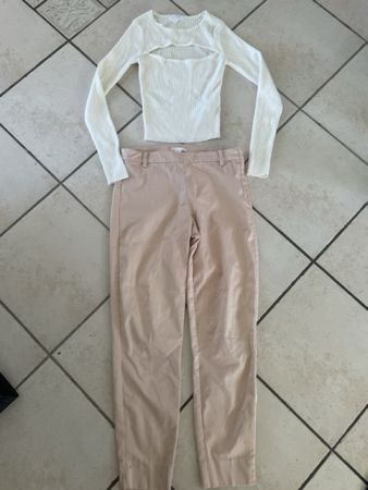 H&M Sommerhose hellrosa, Tally Weijl Top Weiss Gr. XS/34
