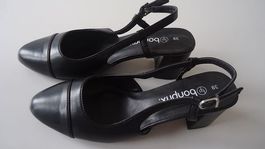 Slingpumps Schwarz, Gr. 39 - Eleganz in Kunstleder