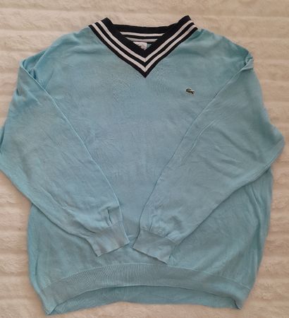 Pull Lacoste vintage bleu ciel, Taille XL,