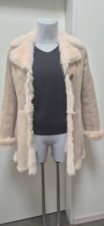 Damen Lammfell Kurzmantel von Leonardo in Beige Gr. 38