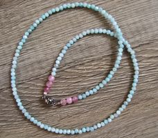 NEU: Amazonit Kette Collier + Erdbeerquarz Magnetverschluss