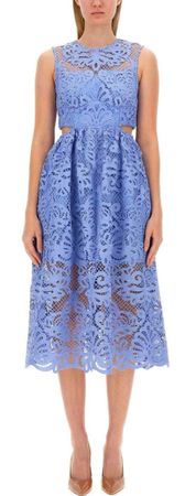 Self Portrait Guipure Blue Midi Dress