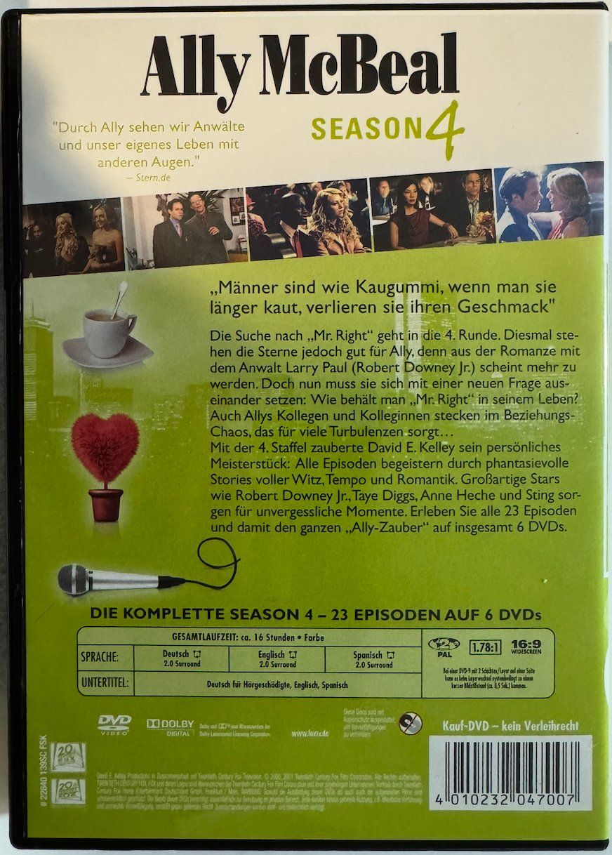Tutti i DVDs: 6 DVDs  ALLY McBEAL - SEASON 4 – Usato da Wisen venduto da gigisna 6