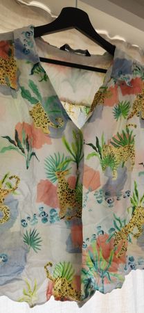 Zara Bluse Kurzarm Gr. S Leopardenmuster frühlinghaft 🐆🌴