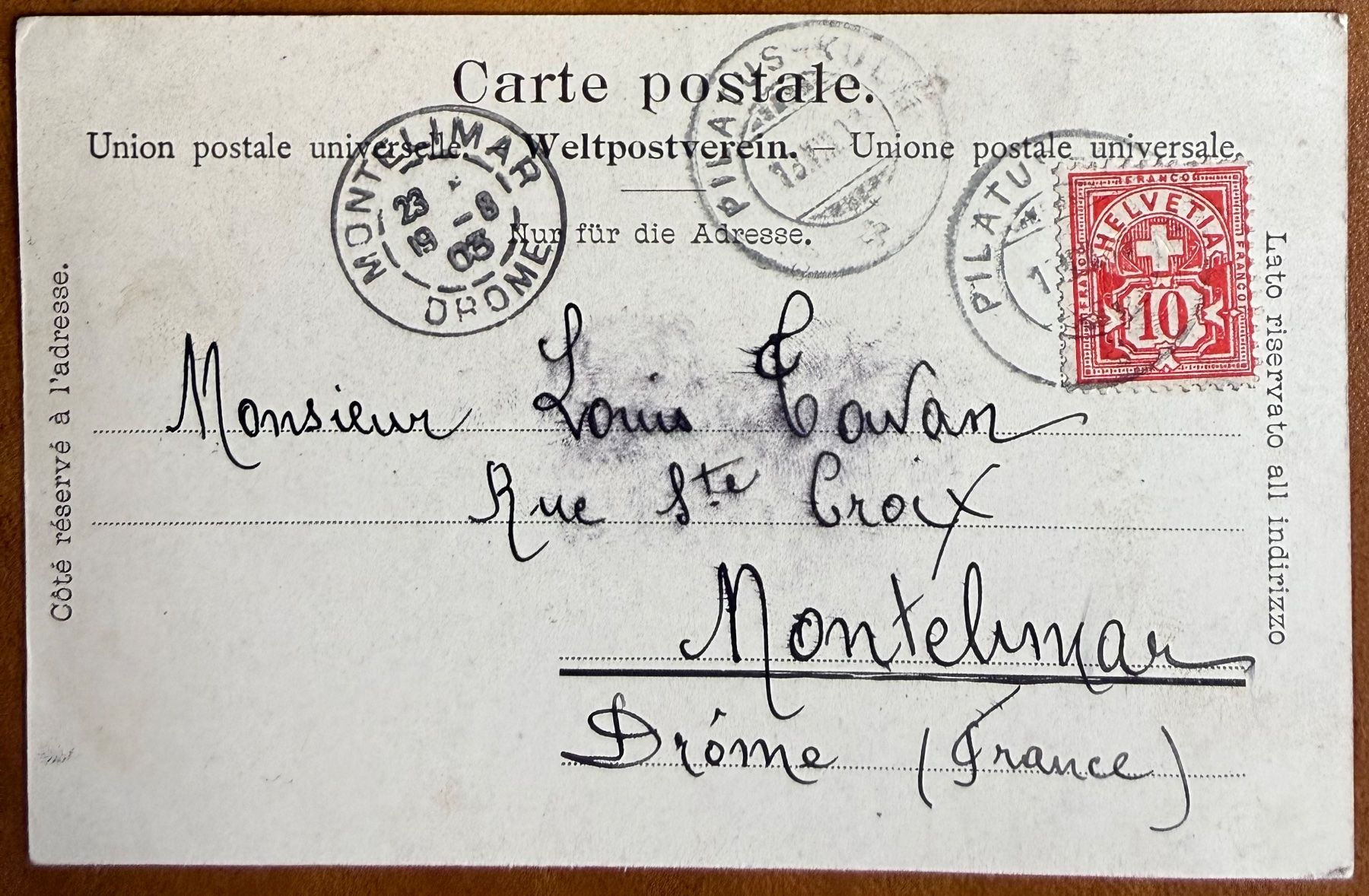 Cartoline postali: Gruss vom Pilatus - 1903 – Usato da Lutry venduto da Ediego 1