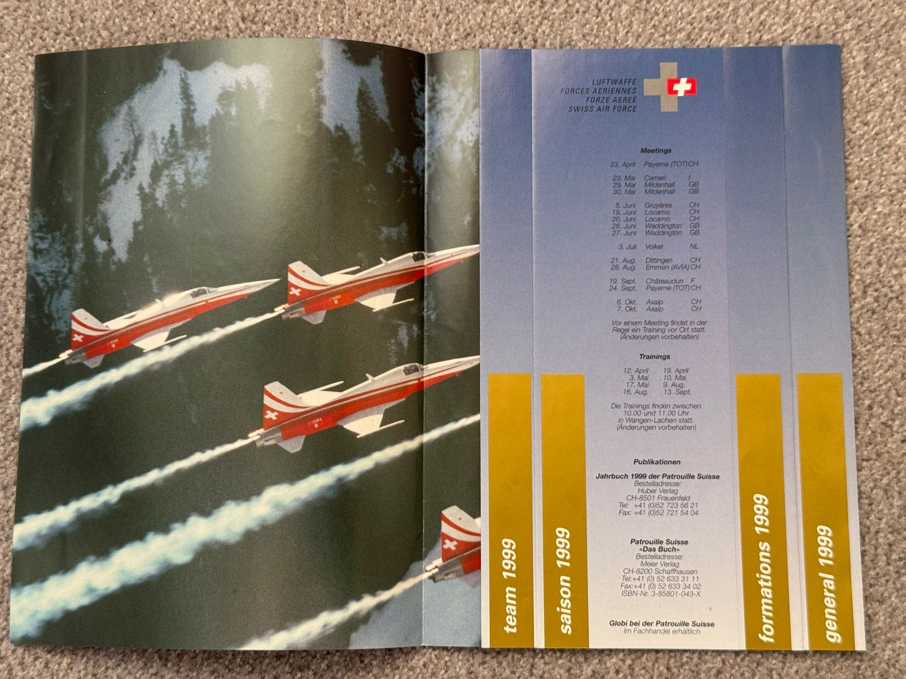 Schweizer Armee Documenti: Prospekt Patrouille Suisse 1999 - Schweizer Luftwaffe – Usato da Brütten venduto da Hst1 1
