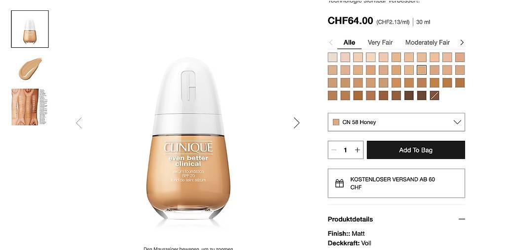 Clinique Make-up: CLINIQUE Foundation NEW, CN 58 Honey – Nuovo e nell'imballaggio originale da Zürich venduto da carmen_kandey_Insta 1