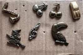 Lot de 6 pins fantaisie métal divers motifs occasion