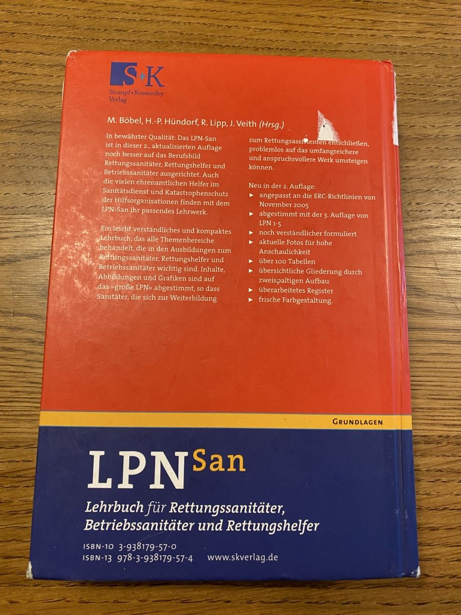 Bücher: Lehrbuch Rettungssanitäter, LPN San, – Gebraucht aus Hallau von cruiser01 1