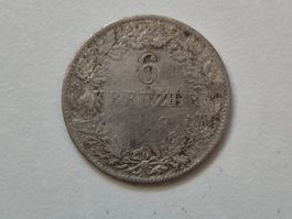🇩🇪  Württemberg 6 Kreuzer of Wilhelm I 1849 - Silver