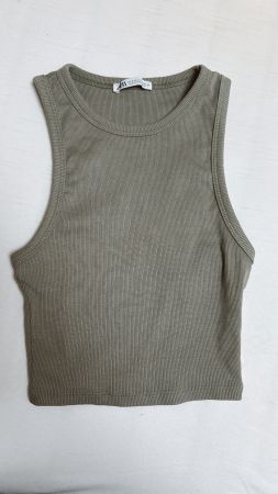 Zara Tanktop gerippt Olivgrün Grösse S guter Zustand