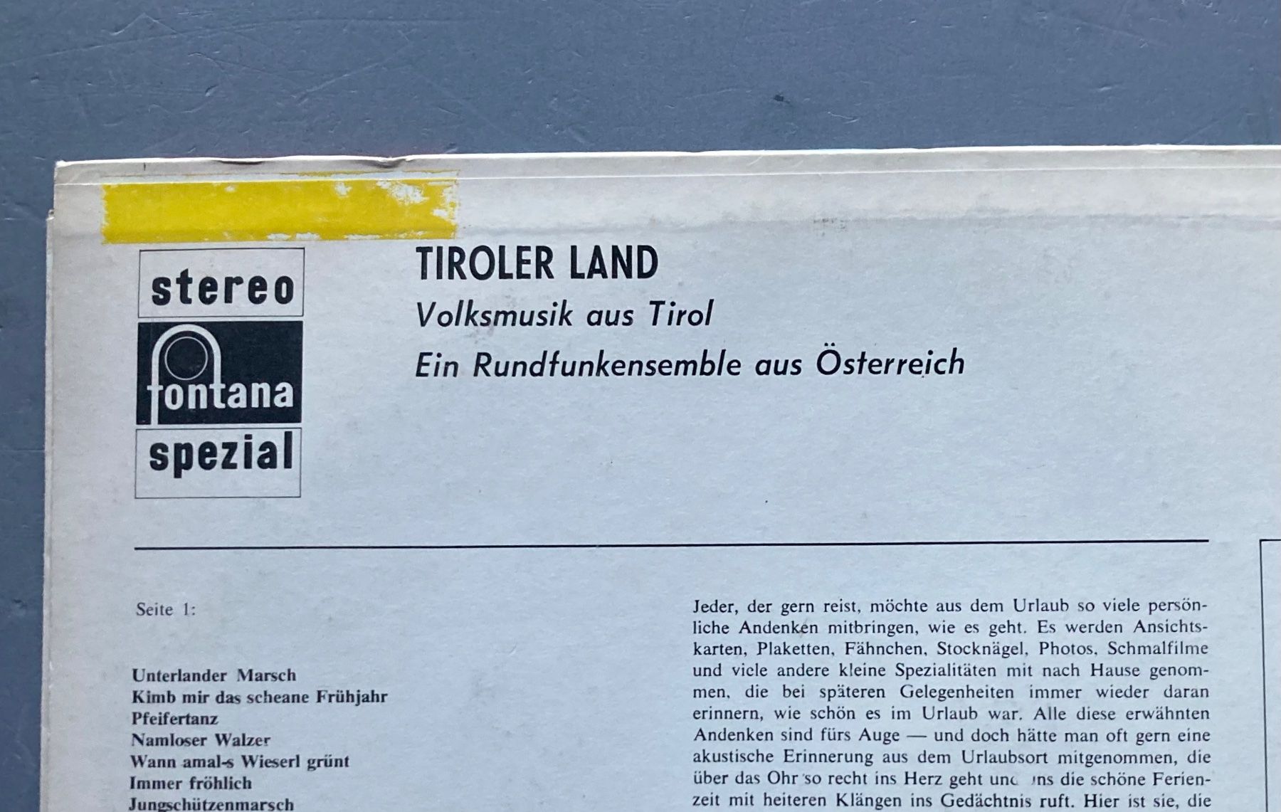 Dischi in vinile: DIVERS ARTISTES - TIROLER LAND – Usato da Poliez-Pittet venduto da Newtown-Records 5