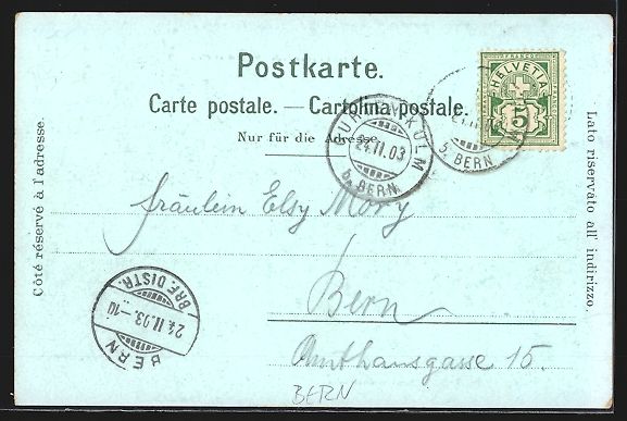 Cartoline postali: Mondschein-Lithographie Bern, Hotel und  – Usato da Berlin venduto da bartko-reher 1