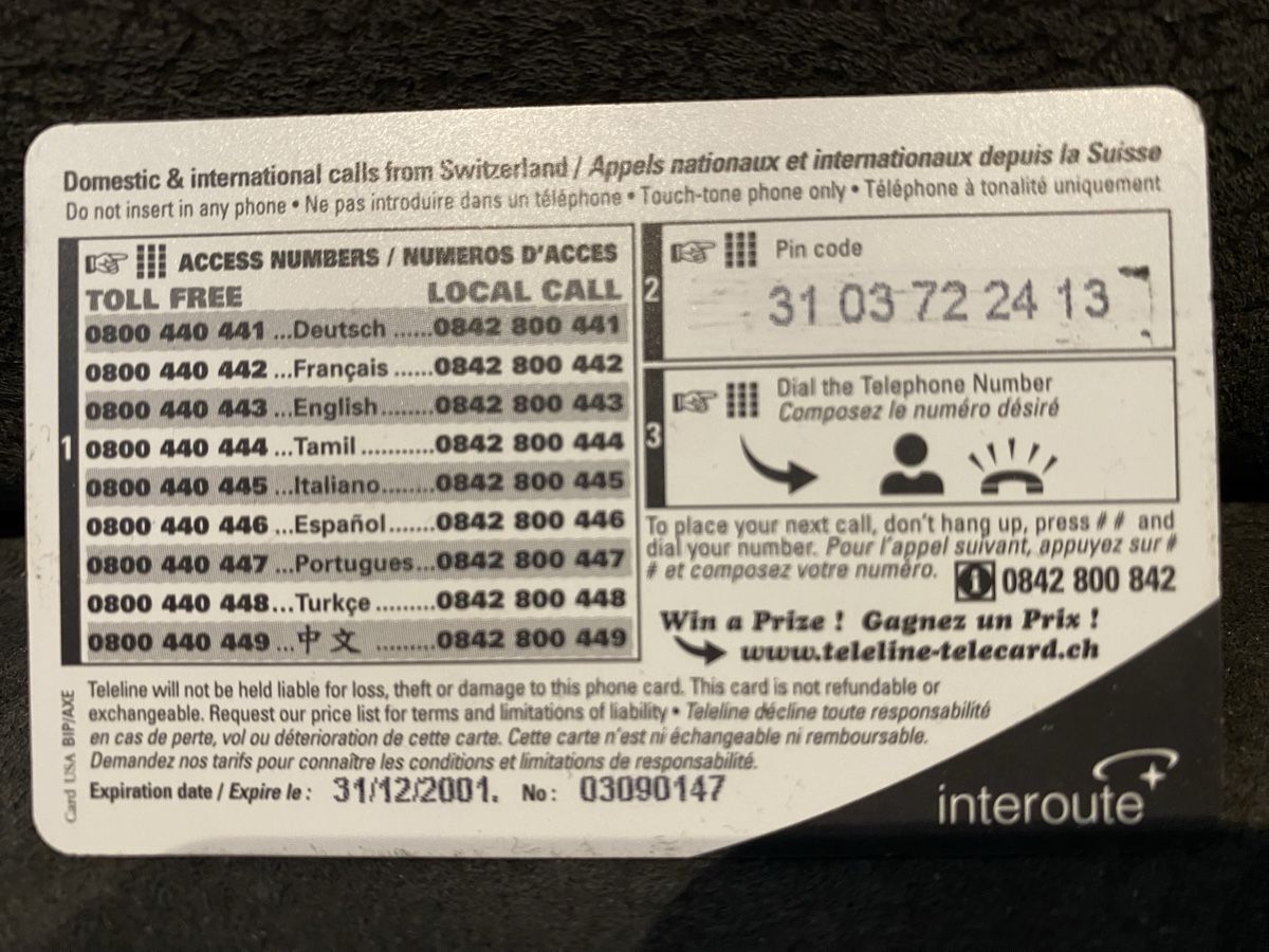 Cartes de téléphone: Teleline  – D'occasion à Lausanne par babacard10 1