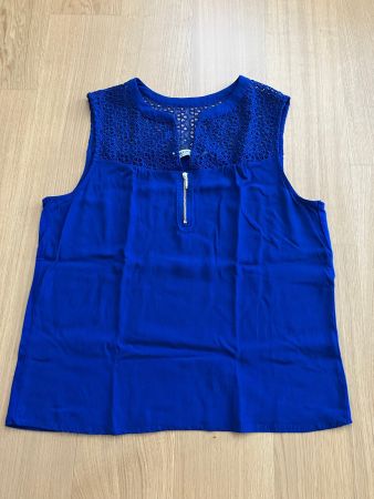 Bluse königsblau mit Häkeldetail Gr. XL Sommerlich neu
