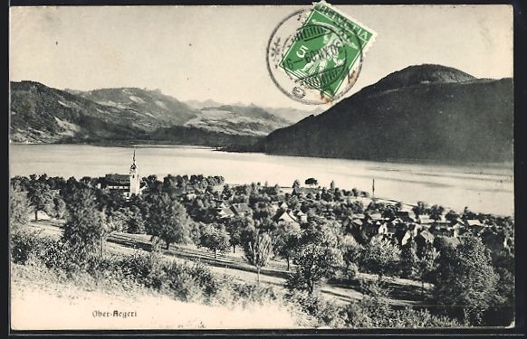 Cartes postales: AK Ober-Aegeri, Teilansicht mit Bergen – D'occasion à Berlin par bartko-reher
