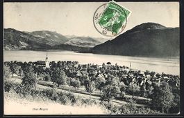AK Ober-Aegeri, Teilansicht mit Bergen