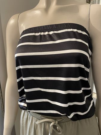 Sommer Top Gr. S schwarz weiss gestreift Bandeau Top