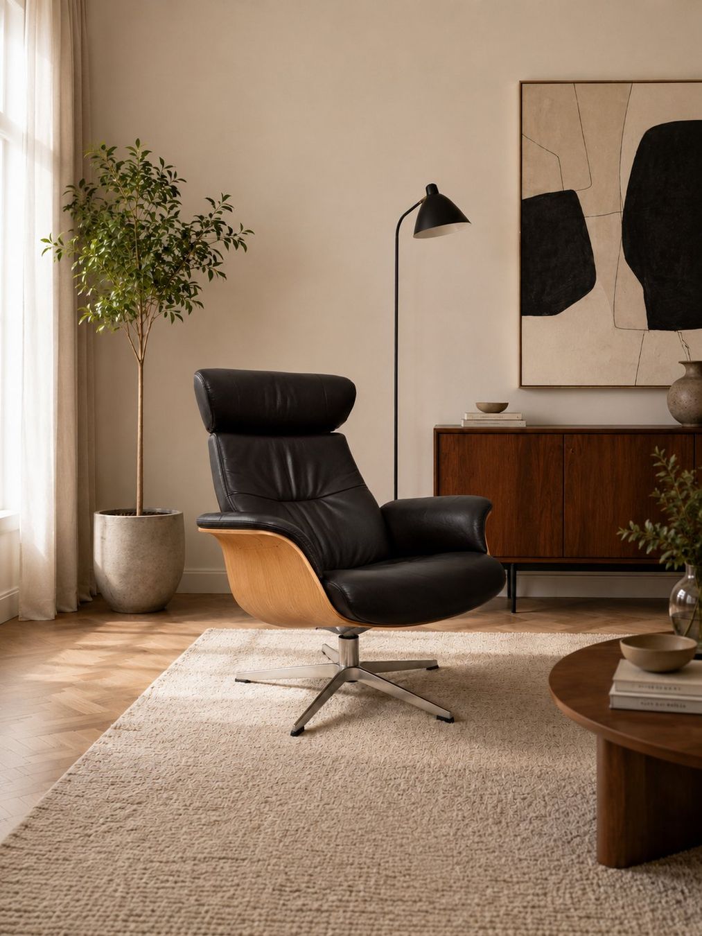 Poltrone: Conform Time Out Relaxsessel + Ottoman, Leder braun – Usato da Biasca venduto da Nicolas.Ney 2