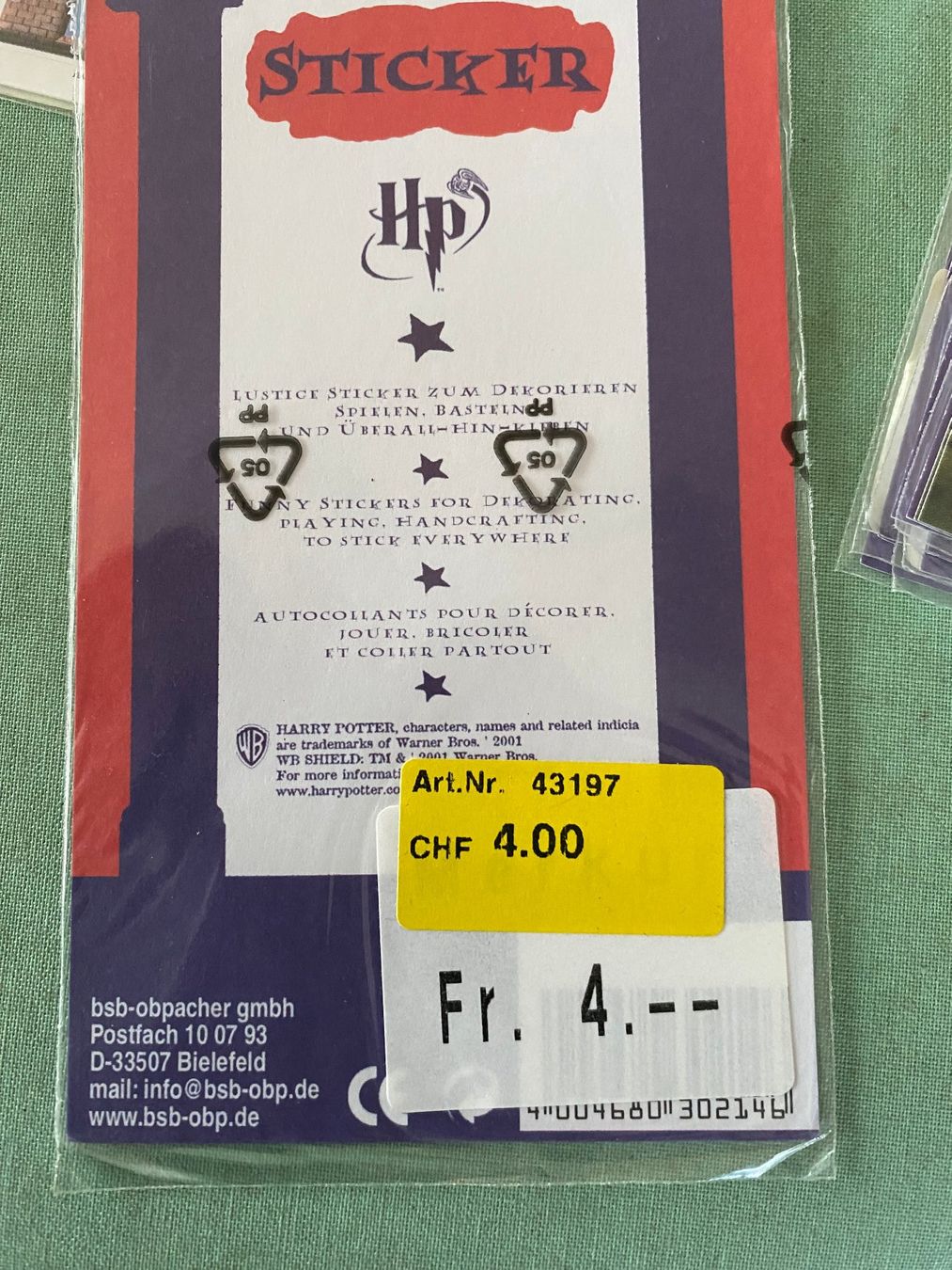 Sticker: 4er-Set Harry Potter Sticks – Nuovo e nell'imballaggio originale da Egg SZ venduto da irbaku 1