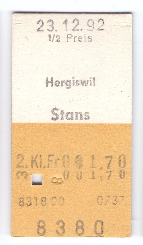 Tickets: Billette Hergiswil - Stans – Gebraucht aus Langenthal von Sammlungs_aus