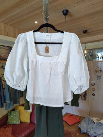 Leinen Handmade Studio Bluse M weiss