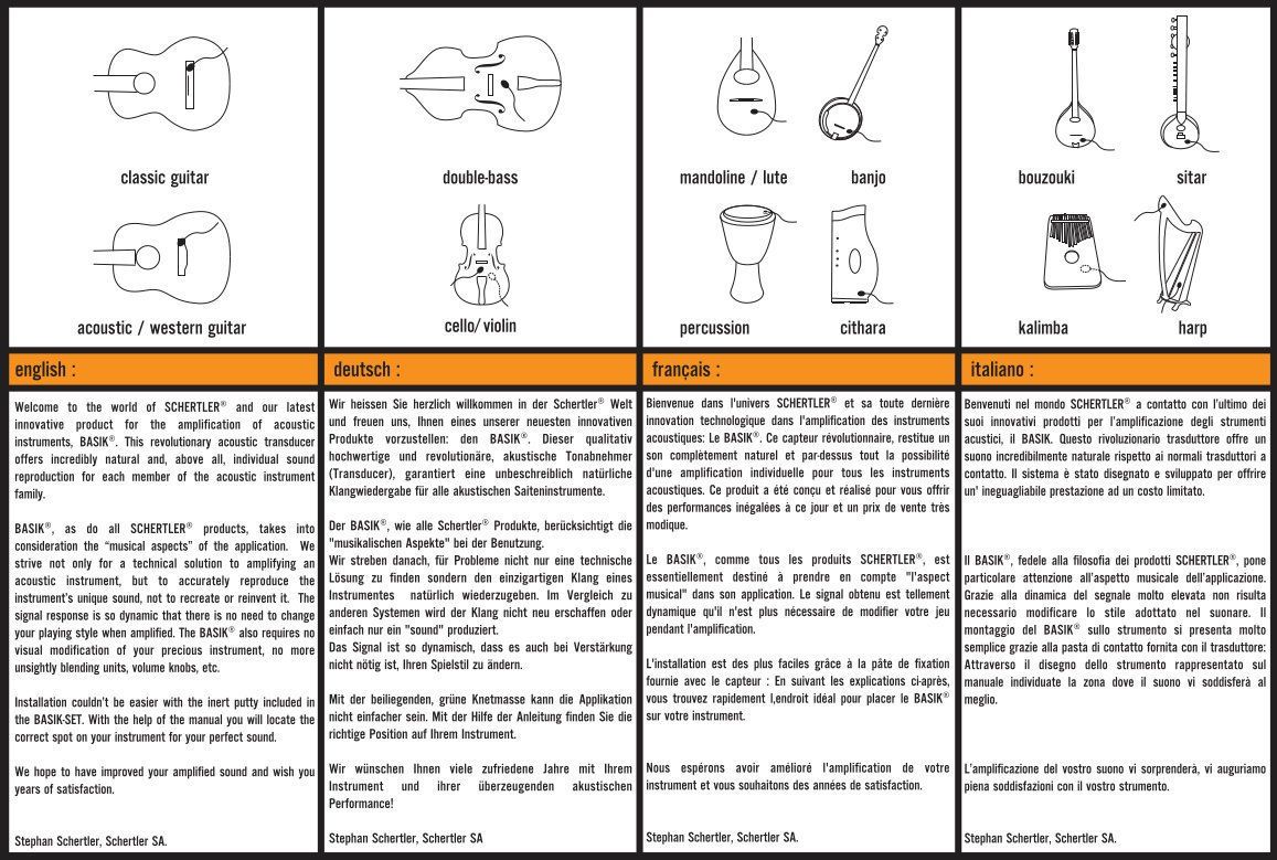 Schertler Microfoni: Schertler Kontaktmikrofon BASIK PRO – Usato da Jona venduto da brackets 4
