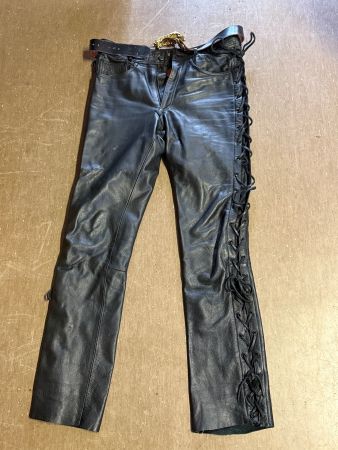 IXS Motorrad Lederhose Lederhose geschnürt mit Harley Gurt