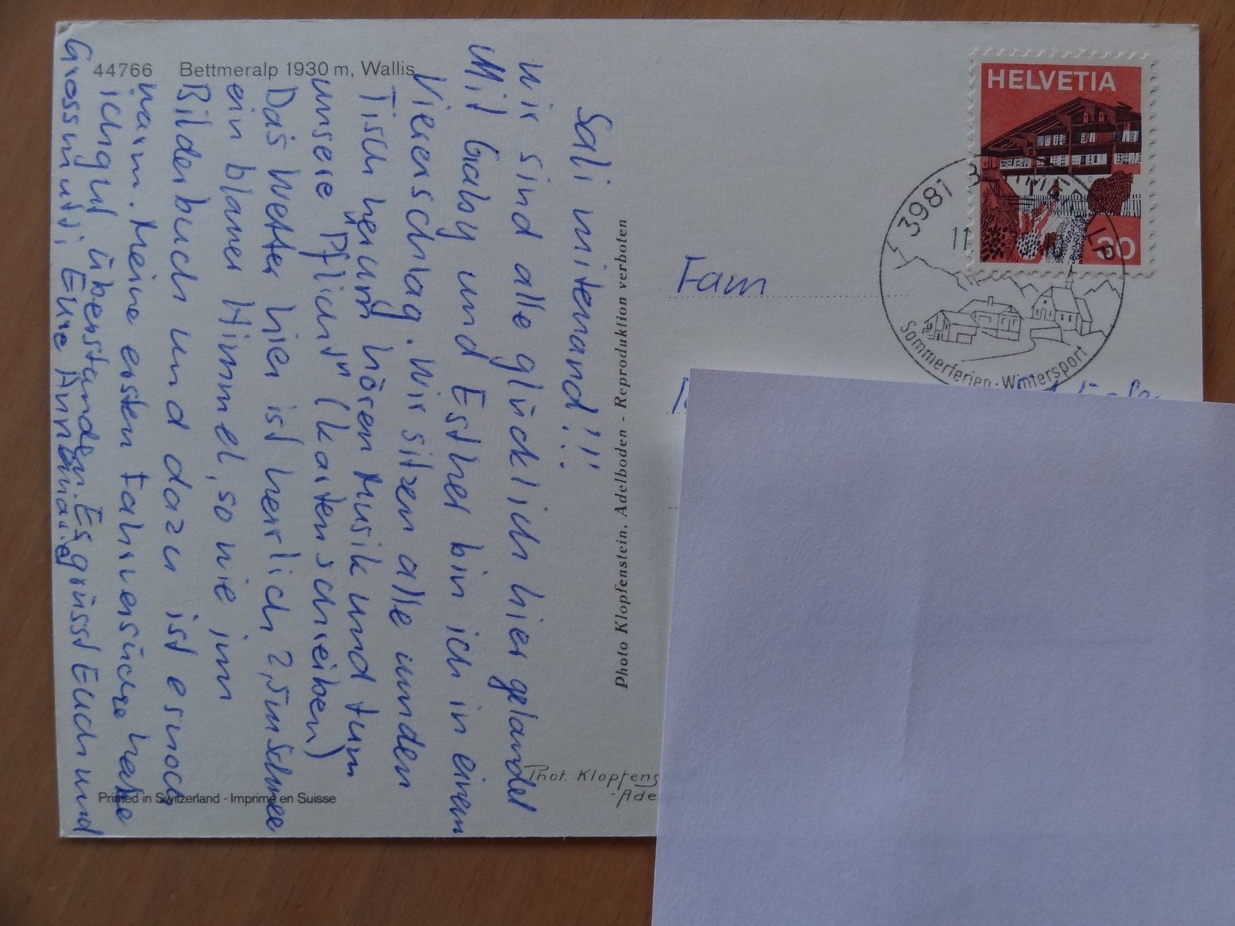 Cartoline postali: Bettmeralp - 44766 - 1975 – Usato da St Léonard venduto da Riglin 1