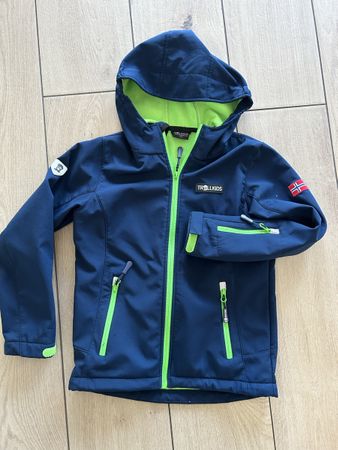 Veste softshell Trollkids bleu et vert, taille enfant