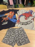 Sommer Set: 2 Spiderman T-Shirts + Shorts, Grösse 110