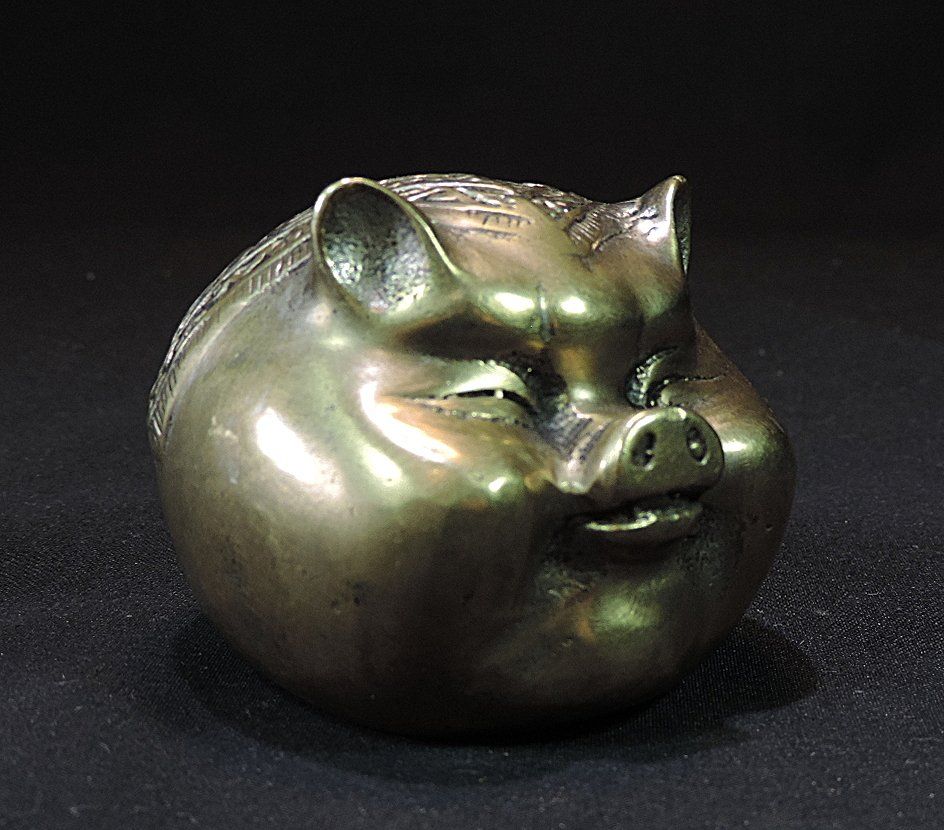 Statuette: China Glücks Schweinchen Messing Figuren – Usato da Duggingen venduto da roterbambus 4