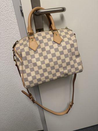 Louis Vuitton Speedy 25 mit Schulterriemen, Damier Azur