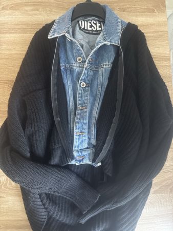 Veste Diesel hybride denim et maille noire taille M