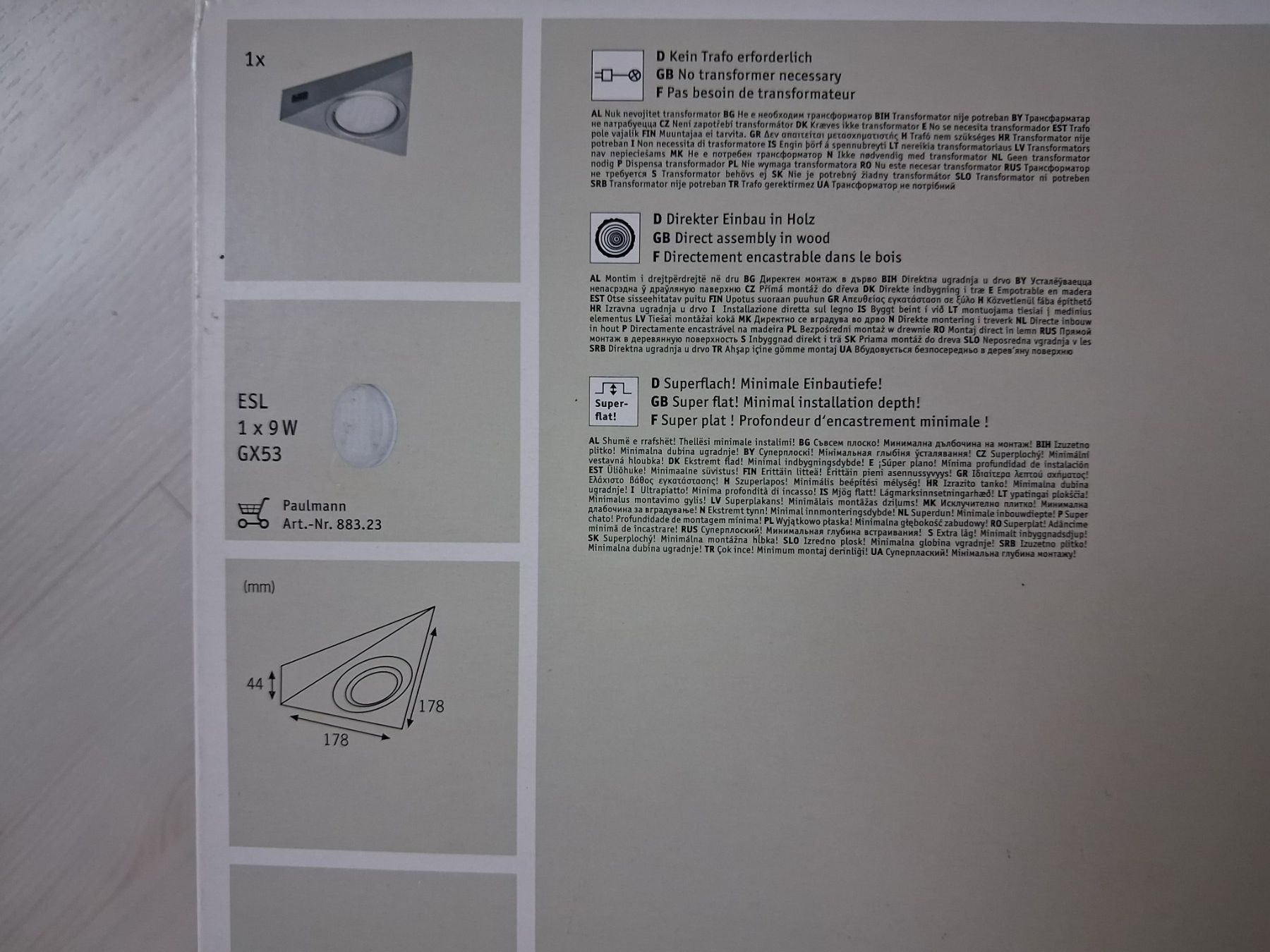 Paulmann Lampadari & plafoniere: 1 X UNDERBAULAMPE PAULMANN  9 WATT – Nuovo e nell'imballaggio originale da langnau venduto da Santos1411 1